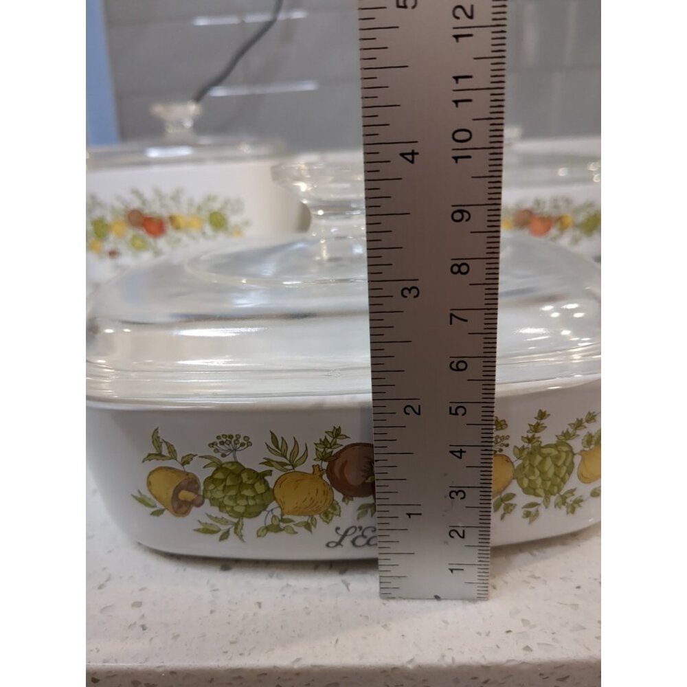 Vintage Corning Ware Spice of Life L’Echalote A-1-B 1Qt Dish Lid Metal Trivet - Picture 14 of 16